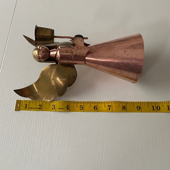 Vintage Golden Brass and Copper Angel Candle Holder O/S - Picture 13 of 14
